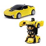Transforming Robot Car Toy for Kids| Crash to Transform Robot Car| Friction Powered Push & Go Action| No Batteries Needed| Durable ABS Plastic Toy for Boys & Girls|Yellow- Amazon