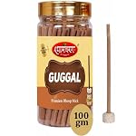 Shyam Charan Natural Guggal Dhoop Sticks for Pooja 60 Sticks Each Jar | Bambooless Incense Aroma for Home/Office | Dry Dhup for Puja with Holder Stand | Best for Long Lasting Fragrances(100gm)- Amazon