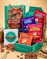 Hyperfoods® Rakhi Set for Brother With Dry Fruits Set RawFruit Gifts From The Orchards Dry fruit Gift Box 120 Grams, Cashews, Almonds, Pista, Raisins (30Gm Each) with Rakhi Gift Hamper For Brother with Roli & Rice- Amazon