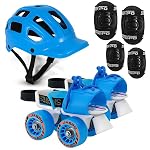 Jaspo Kids Delite Intact Junior Roller Skates Combo (Skates+Helmet+Knee+Elbow) Suitable for Age Upto 5 Years, Adjustable Skates-18 to 21 cms-Color-Blue (Blue)- Amazon