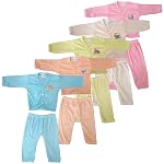 Born Baby Poly Cotton Solid Color Fullsleeve T-Shirt And Pant Combo Set For 0-6 Months (Pack Of 5), Multicolour- Amazon