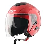 Vega VO 04 Punch Dual Visor Open Face Riding Helmet with Lightweight Shell, Shock-Absorbing Liner, Comfortable Interior, Aerodynamic Design, Ventilated Fit, and Modern Cherry Red Styling Cherry Red M- Amazon