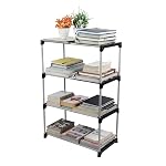 4 Tier Book Self Portable Book Shelf, Kids Books Racks for Home Plastic, Bookshelf for Home, Book Shelves, Stand, Organizer, Book Rack for Study Room/Library/Bedroom-(4-Shelf) (4 layer without Fabric)- Amazon