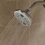 Amazon Basics Shower Head for Bathroom | Round Multifunction 5-Spray Overhead Shower | Wall Mount Bathroom Shower with Pause Function, Chrome Finish, 4.5 Inches- Amazon