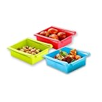 Floraware Plastic Refrigerator Storage Rack Set, Set of 3, Multicolour- Amazon