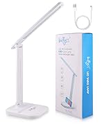 Bulfyss Air USB Rechargeable LED Desk Lamp, Dimmable Foldable Office Lamp with 3 Lighting Modes and 5 Brightness Levels Touch Control Table Lamps for Study, Work and Reading (Warm White, Natural)- Amazon