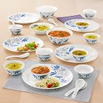 Larah by Borosil 27pc Opalware Dinner Set | for Family of 6 | Microwave & Dishwasher Safe | Bone-Ash Free | Crockery Set for Dining & Gifting | Plates & Bowls (Twilight)- Amazon