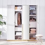 Home Centre | Vegas 4-Door Wardrobe with Mirror and Drawers | Full Length Mirror for Home | Engineered Wood | Grey | 1 Year Warranty- Amazon