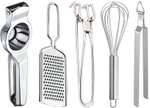 OC9 QAZ Lemon Squeezer & Cheese Grater & Pakkad & Egg Whisk & & Roti Chimta Kitchen Tool Set (Silver)- Shopsy