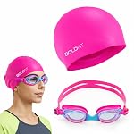 Boldfit Swimming Cap & Goggles Set for Men & Women – Silicone Cap & Anti-Fog Goggles – Roseo Blue – Swimming Safety Set- Amazon