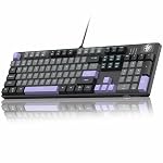 MageGee MK-Storm Mechanical Gaming Keyboard, 104 Keys Wired Light Up Keyboard with Linear Red Switch, Ice Blue Backlit, Double-Shot Keycaps, N-Key Rollover for Laptop, Desktop, PC (Twilight Purple)- Amazon