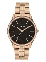 TIMEX Analog Watch for man with Black Round Dial & Rose Gold Stainless Steel Bracelet Band Water Resistant Men’s Wrist Watches – TWTG73SMU04- Amazon