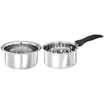 Solimo – 2 Pcs Stainless Steel Cookware Set – (Tope 18 cm, Sauce 14 cm) 2500 Liter, Glossy Finish (8906028137464)- Amazon