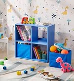 Solimo Nereid Engineered Wood Kids Storage Shelf (4 Shelves, Matte Finish, Blue)- Amazon