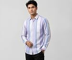 Men’s Full Sleeve Striped Shirt | Spread Collar | Regular Fit | Casual Wear- Amazon