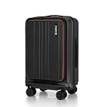HRX Force Urban Laptop 2.0 – Twill Cabin Size Charcoal Grey Polycarbonate Hard Shell Suitcase with Front Laptop Compartment – Premium Travel Trolley Bag with 8 Spinner Wheels, Number Lock- Amazon