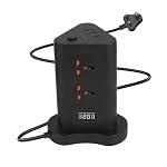 ZEBRONICS Power Block 385, Tower Extension Board/Strip, 2500 Watts, 10 Amps, 1x Type C Port, 8X Universal Socket, 2X USB Port, LED Indicator, Digital Counter, On/Off Switch, 5 Meter, Black- Amazon