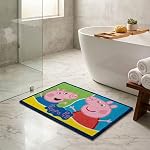 Athom Living Peppa Pig Printed Kids Bathmat Made of Premium Nylon with Strong Latex Backing, Anti-Slip, Vibrant Design, Perfect for Daily use at Home, 37 x 57 cm, Pack of 1- Amazon