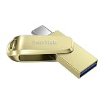SANDISK Mobile Pen Drive Luxe 256GB, USB Type A & USB C Connector, Up to 400MB/s R, Gold- Amazon