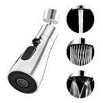 Amazon Basics Tap Extender | ABS Plastic Faucet Attachment with 3 Flow Modes | 720 Degree Rotation | for Hard-to-Reach Sink Areas [Chrome]- Amazon
