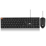 Ant MASTER15 Wired Keyboard and Mouse Combo, 104-Key Full-Size Silent Membrane USB Keyboard & 1000 DPI High-Precision Optical Mouse for Laptop/PC, Ergonomic Lightweight Design, Plug & Play – Black- Amazon