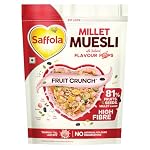 Saffola Millet Muesli with Crunchy Flavour Pops & High Fibre | 650g | Fruit Crunch | 81% Fruits, Seeds & More | Power of Millet | Goodness of 5: Protein, Fibre, Vitamins, Iron & Jowar- Amazon