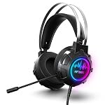 Ant Esports H950 Pro Wired Gaming Headset for PC, Xbox, PS4 & PS5, 7.1 USB Surround Sound Wired Headphones, 50mm Drivers, Mirror RGB LED, Omnidirectional Mic & Noise Isolating Ear Cups – Black- Amazon