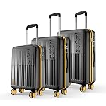 Safari Astra Neo 8 Wheels Set of 3 Trolley Bags, Hard Case Polycarbonate, 360 Degree Wheeling Carry on & Check-in Luggage for Men & Women, Suitcase for Travel, Trolley Bags for Travel, Black- Amazon