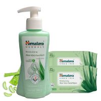 Aloe Vera Face Wash (200 ml) + Aloe Vera Facial Wipes 25 Count (Pack of 2)- Amazon