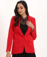 TRENDYOL Solid Single Breasted Casual Women Blazer  (Red)- Flipkart