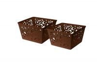 Ratan Pack of 2 Fancy Floral Design Baskets For Home Storage - Chocolate Brown- Amazon