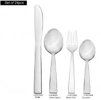 Olrada Food Grade Stainless Steel 2mm,14 Guage 24 Piece Cutlery Set, Vector Spoon, (Contains: 6 Master Spoons, 6 Master Forks, 6 Tea Spoons, 6 Knife) Silver- Amazon